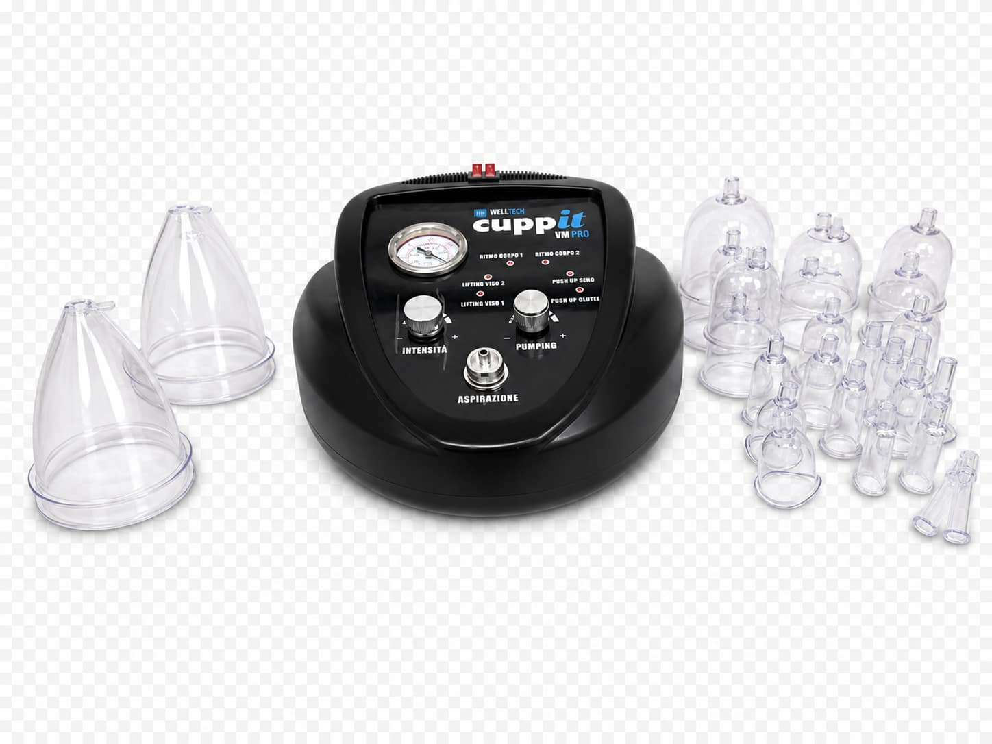 Macchinario Cuppit con le coppette dedicate per viso e corpo